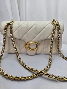 Coach Tabby Shoulder Bag 26 With Pillow Quilting Brass/Chaulk New with minor